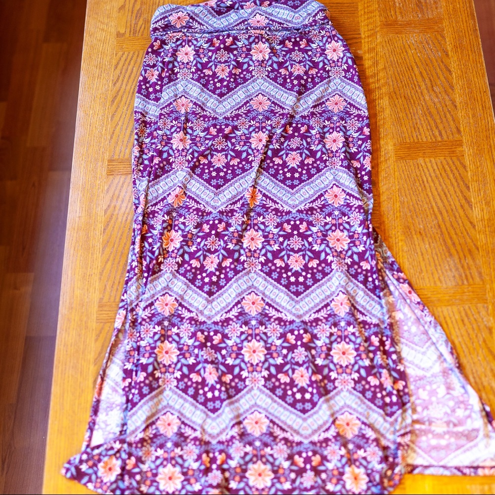 Joe B Floral Maroon Maxi Skirt